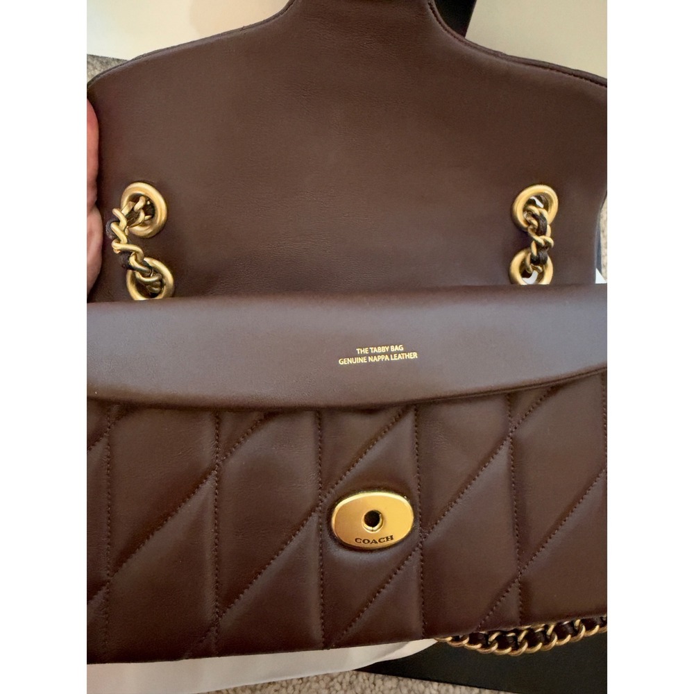 Coach Tabby Shoulder Bag 26 Quilted Brass/Maple Nappa Leather CP150 - Picture 5 of 10